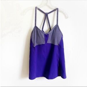 Athleta Fulfillment tank top blue striped racerback mesh